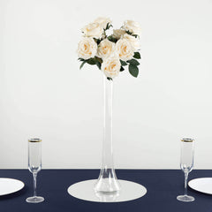 6-Pack Glass Eiffel Tower Vases Clear with Round Base - Tall Skinny Flower Bud Wedding Centerpieces 20"