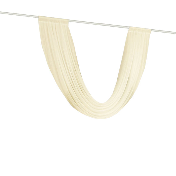 Beige Sheer Chiffon Valance Curtain 4ft x 6ft –  Wedding Arch Drape with Rod Pocket, Voile Backdrop Panel