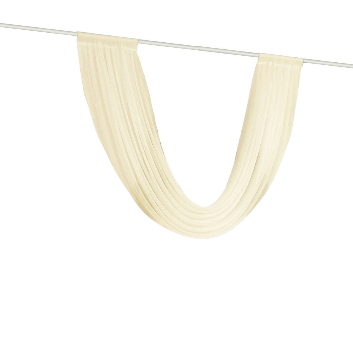 Beige Sheer Chiffon Valance Curtain 4ft x 6ft –  Wedding Arch Drape with Rod Pocket, Voile Backdrop Panel
